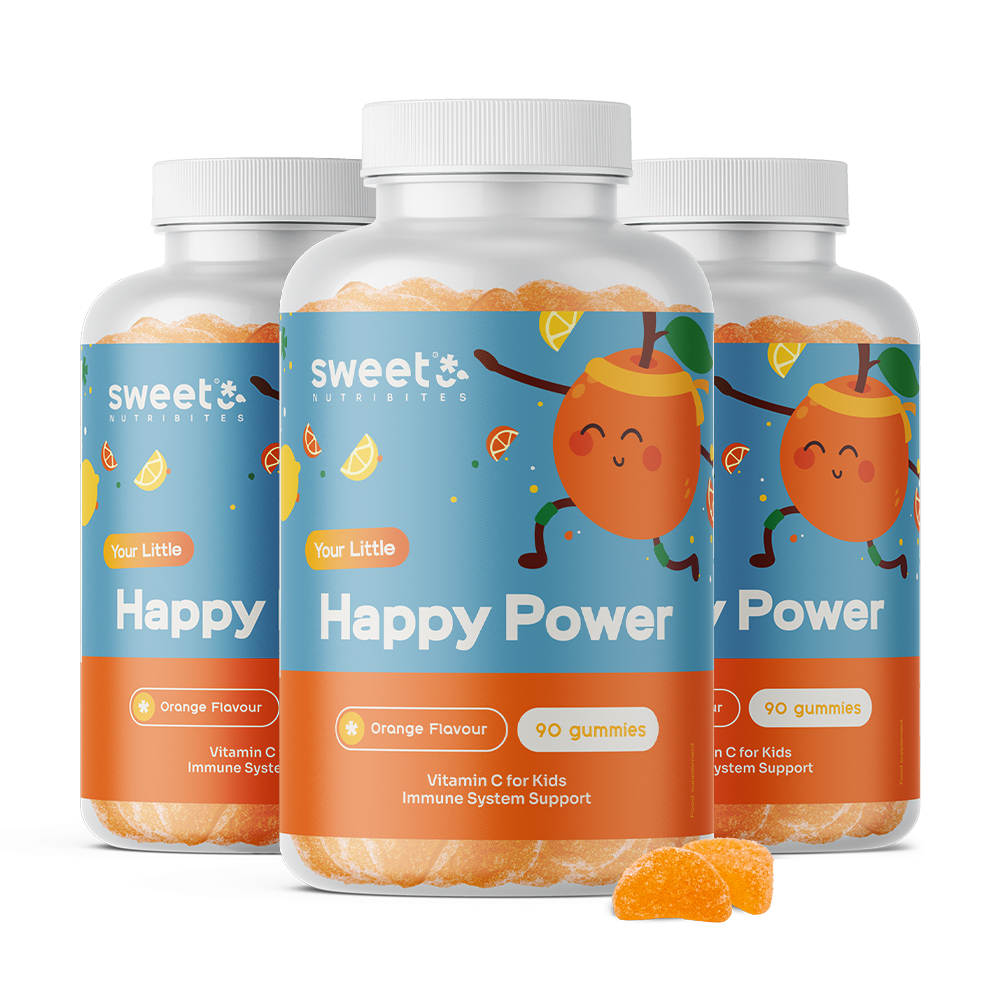 3x Happy Power – gumové cukríky pre deti s vitamínom C, spolu 270 gumových cukríkov